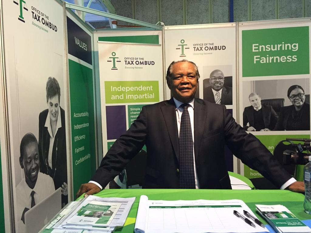 TaxOmbud's tweet photo. Tax Ombud Judge Bernard Ngoepe visiting the Rand Easter Show stand ready to engage taxpayers#talktothetaxombud https://t.co/PB6CBjebIu