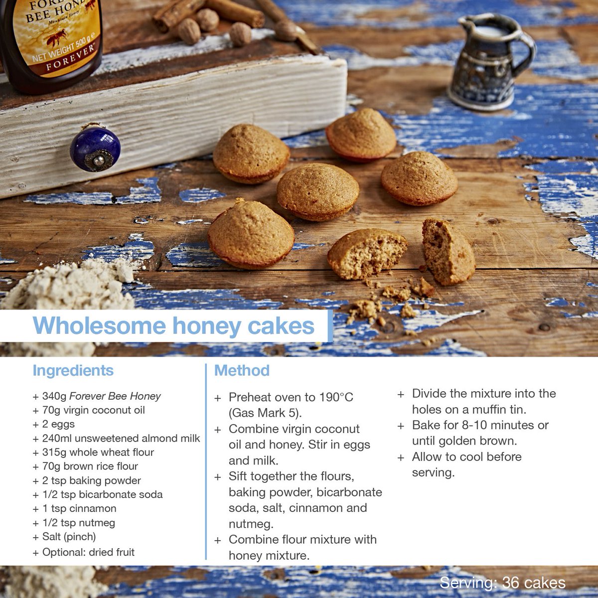 Why not try our perfect guilt-free wholesome honey cakes made with our Forever bee honey. #ForeverSweetTreats