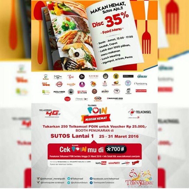 Tukarkan 250 poin Telkomsel dgn 1 voucher senilai 25K u/ maksi, terakhir 31 mar 2016, hanya di sutos <a href="/sutossurabaya/">Townsquare Surabaya</a>