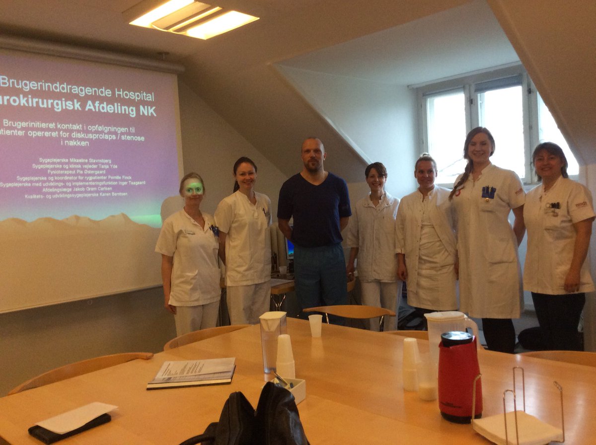 Poulsby's tweet photo. Fantastisk rejse i Det brugerinddragende hospital, vi er som ledelse på et lærerigt besøg på AUH, her Neurokir afd https://t.co/vXnXs7Yps9