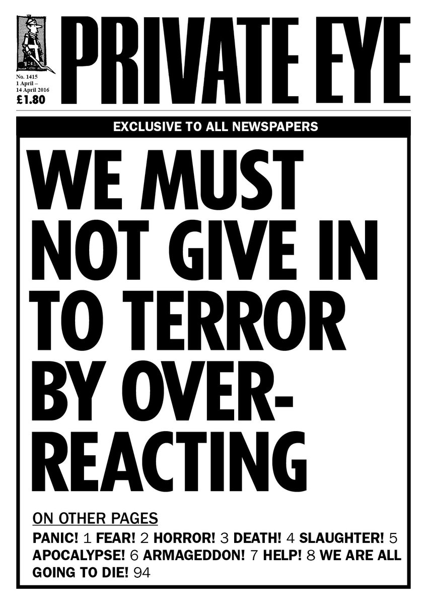 PrivateEyeNews's tweet photo. Don’t over-react - the new EYE is on its way to shops and
subscribers now #PrivateEyeCover https://t.co/R9kfMbqgnc
