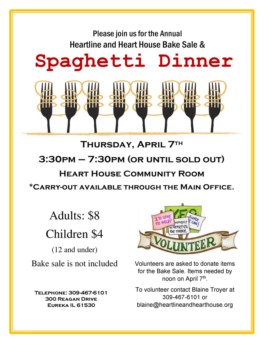 Heartline &amp; Heart House will host an important fund-raiser on April 7. We are happy to help them spread the word!