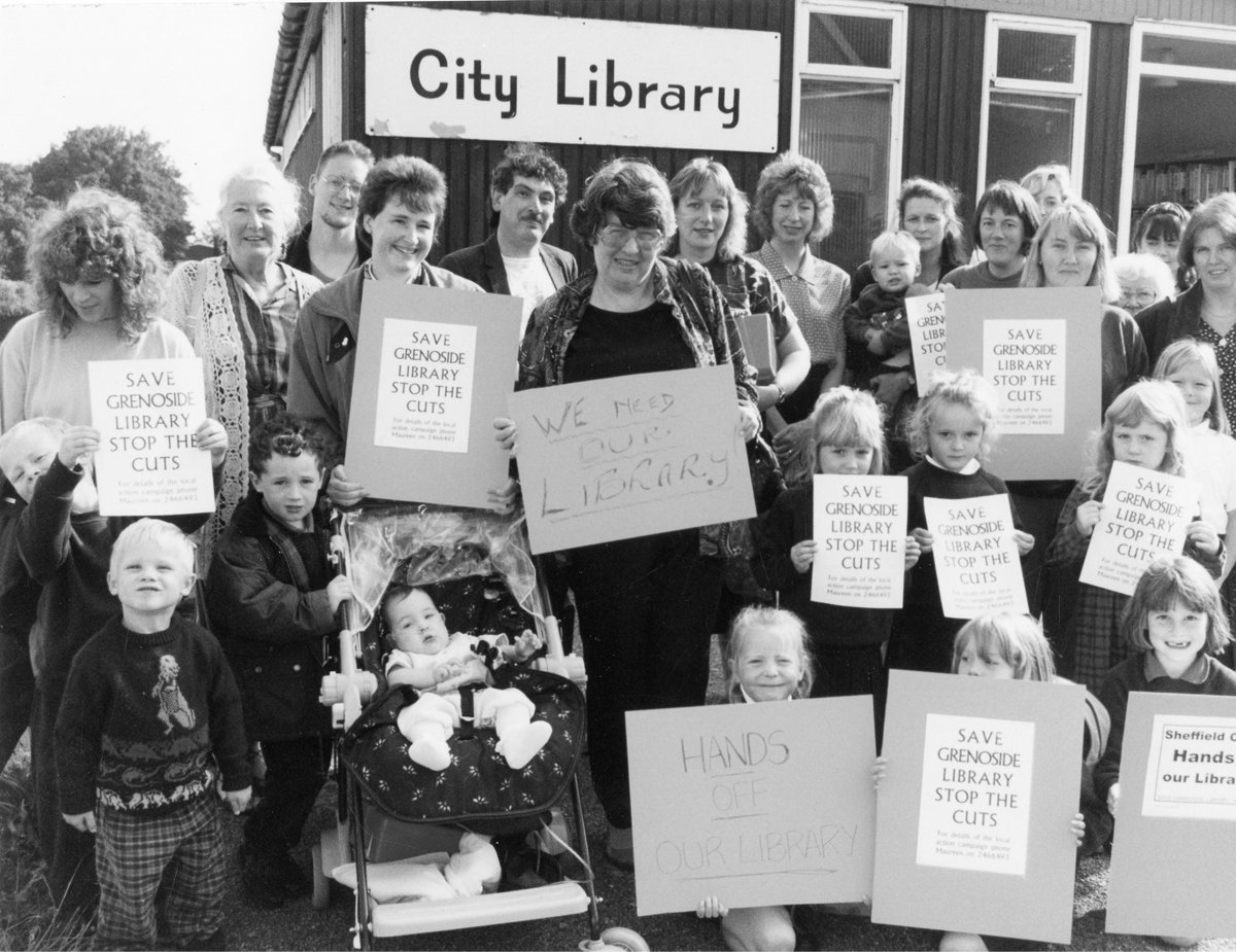 library_stories's tweet photo. "Hands off our library" – 1995 at Grenoside, one of 6 @SheffLibraries to close that year https://t.co/FQhpD0Xwiv https://t.co/muD9s8Pjuo