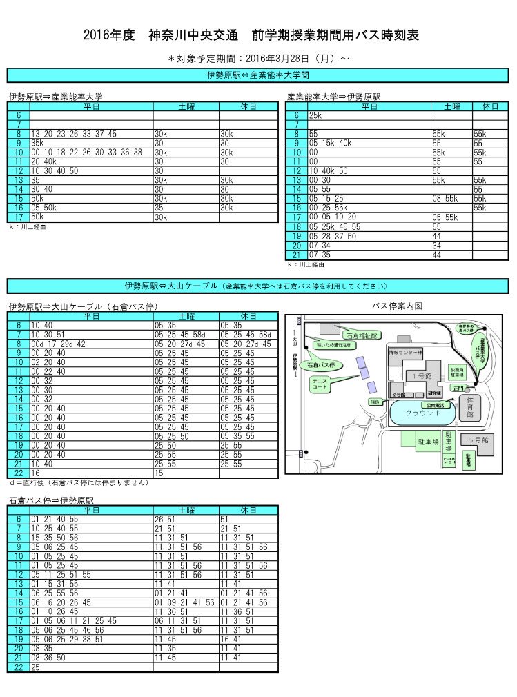 産業能率大学新入生16 産業能率大学情報マネジメント学部用のバスの時刻表ですよ T Co Plq2jq4moj