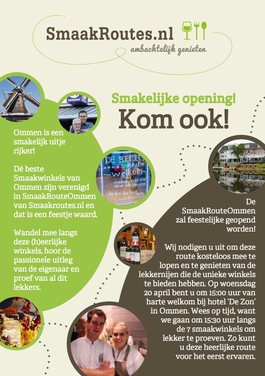 Een leuke samenwerking met ondernemers in Ommen. Feestelijk opening op 20 april a.s.. Smaakroute <a href="/WijnhofOmmen/">Wijnhof Ommen</a>