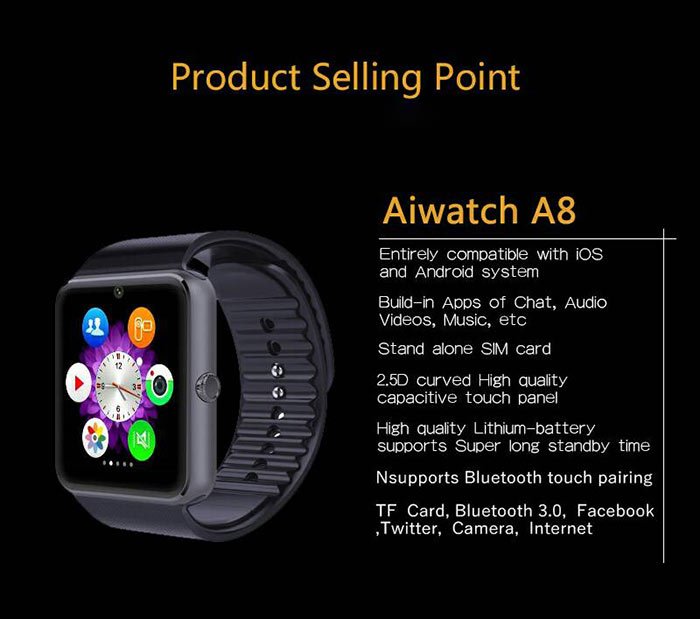 GBsmartphone's tweet photo. [Flash sale]#Aiwatch A8 Smartwatch Phone
Only 18.99$>>https://t.co/A5GrxYZK8w
#Freeshipping worldwide https://t.co/NgB2q3StxW