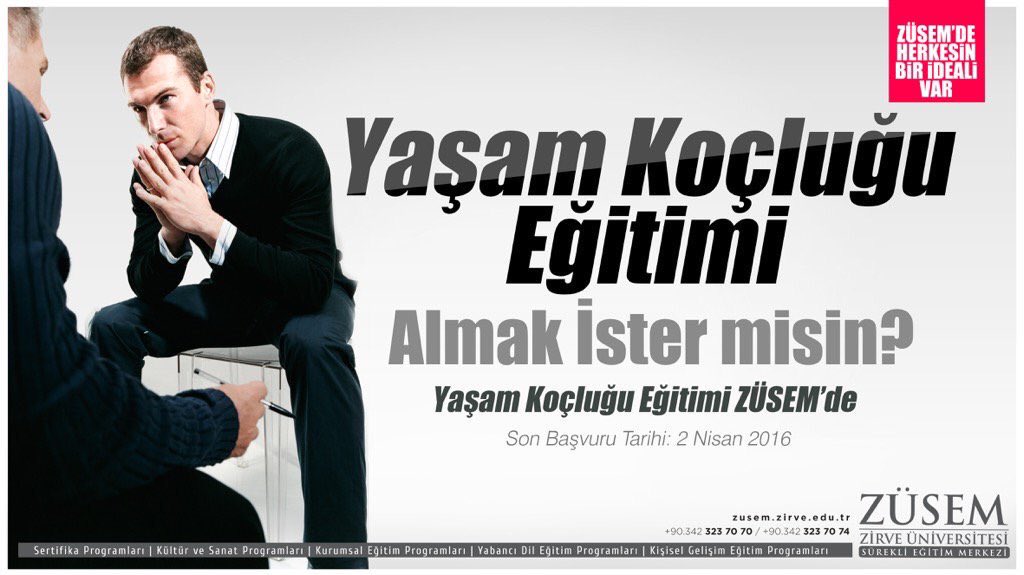 ZÜSEM’de herkese göre bir kurs 
Herkese uygun ideal var. 
#YaşamKoçluğu 
#KariyerinZirvesi