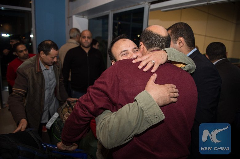 XHNews's tweet photo. Passengers of #Egypt's hijacked plane arrive at #Cairo https://t.co/YaL8EsQu6R