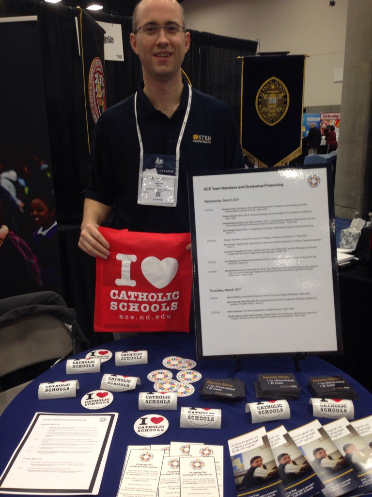 GarrettatACE's tweet photo. @timothytwill  loves Catholic schools at #NCEA16. What about you? @ACEatND @brownellcassie @broganlite https://t.co/95xBCilo8F