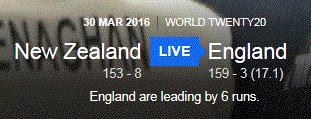 Matty2B's tweet image. England 6 in the lead according to the Beeb - are the semifinals two inning affairs? ;o) #bbccricket