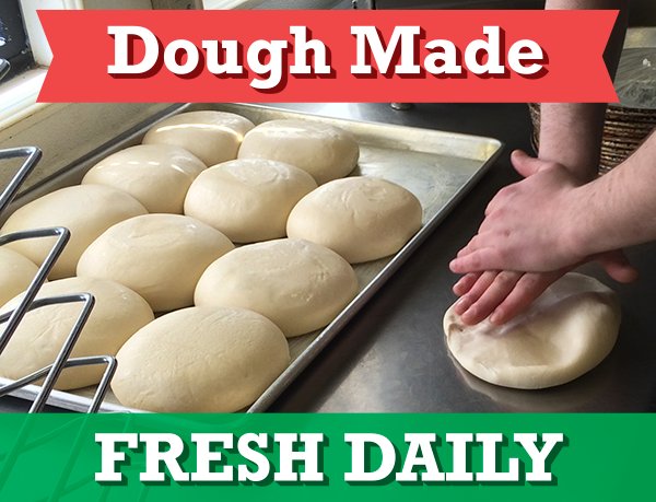 At Teresa’s our dough is made fresh every day, not shipped in from a factory like the big chains. Quality pizza!