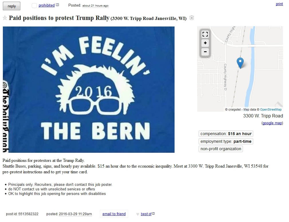 zerohedge's tweet image. As Seen On CraigsList: "Get Paid $15 An Hour To Protest At The Trump Rally" zerohedge.com/news/2016-03-3…