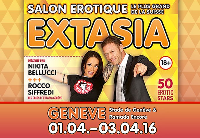 SexLocalCom's tweet image. SEXLOCAL.COM À EXTASIA GENÈVE 2016 
Rocco Siffredi et Nikita Bellucci vous donnent le bienvenue!