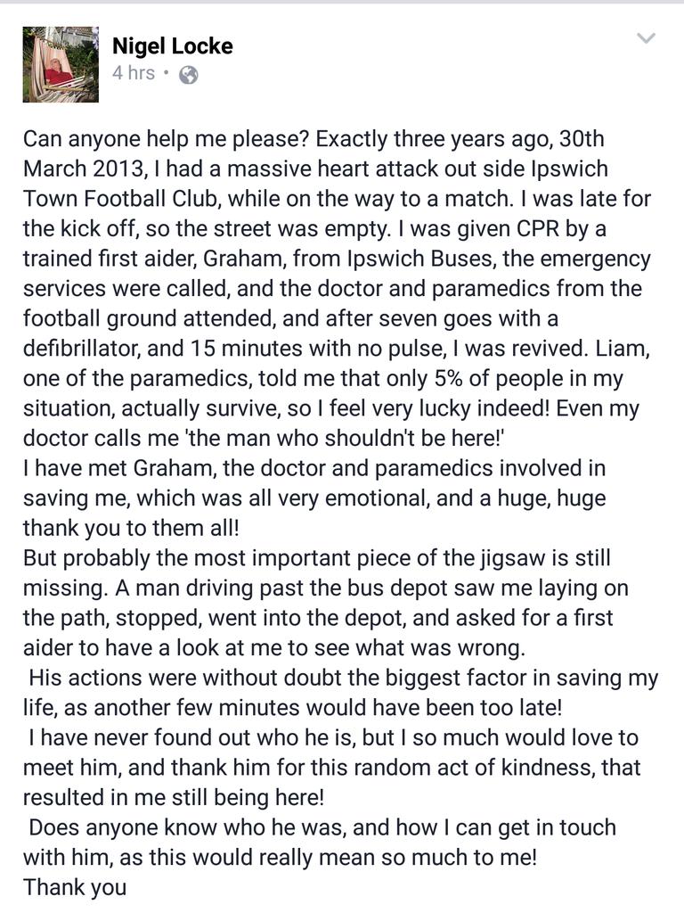 Please RT and help this footy fan find the guy that helped save his life @Official_ITFC @ITFC