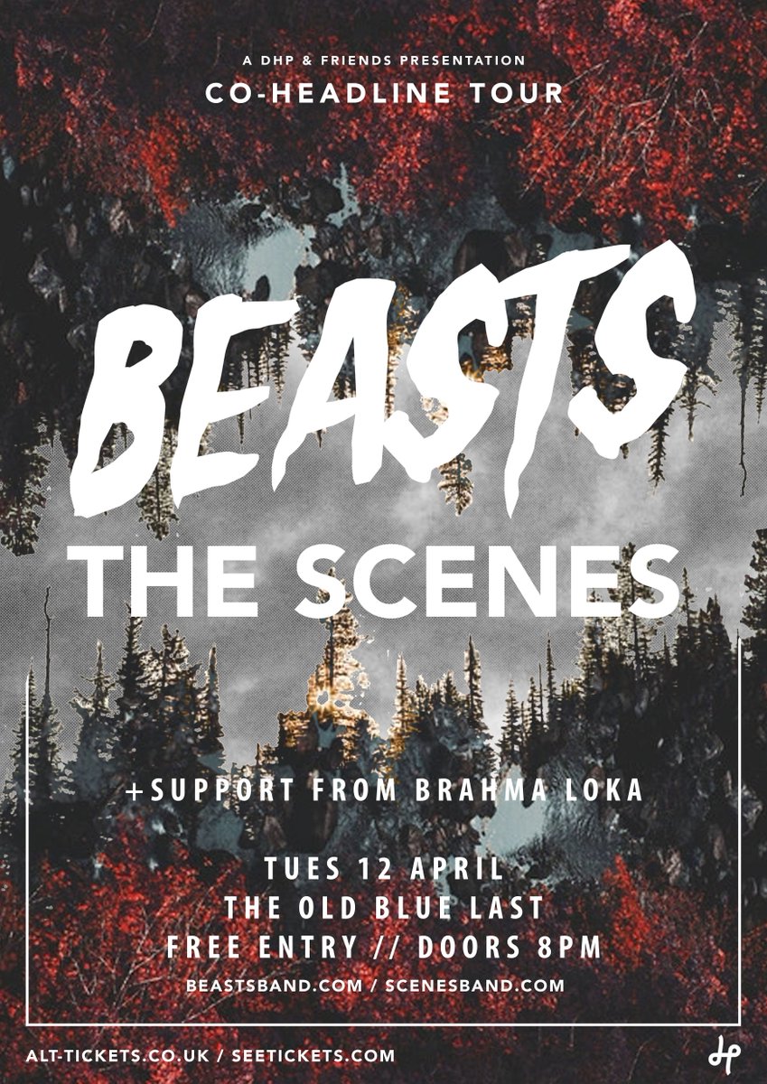 Big show get on it!  Tue 12 April <a href="/theoldbluelast/">The Old Blue Last</a>

<a href="/beasts/">*</a> <a href="/The_Scenes/">The Scenes</a> <a href="/Brahmaloka/">Brahma Loka</a>

Free £s- facebook.com/events/9534833…