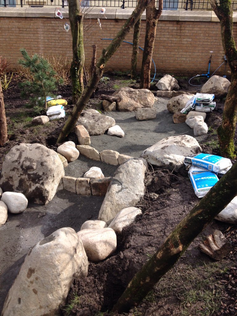 LandEngLtd's tweet image. Rock and roll ! Our #foreststream shapes up We need to get some more installed !