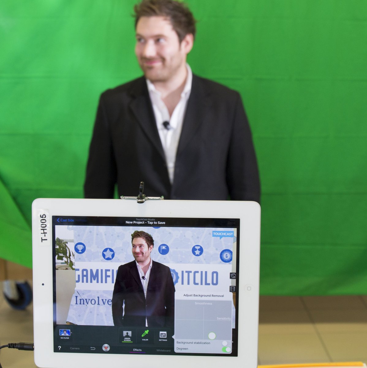CBorsini's tweet photo. Experimenting new tools & technologies @ITCILO.Touchcast, a #mobileapp for being #creative in visuals.#Game4DevMOOC https://t.co/c99dRdNVUY
