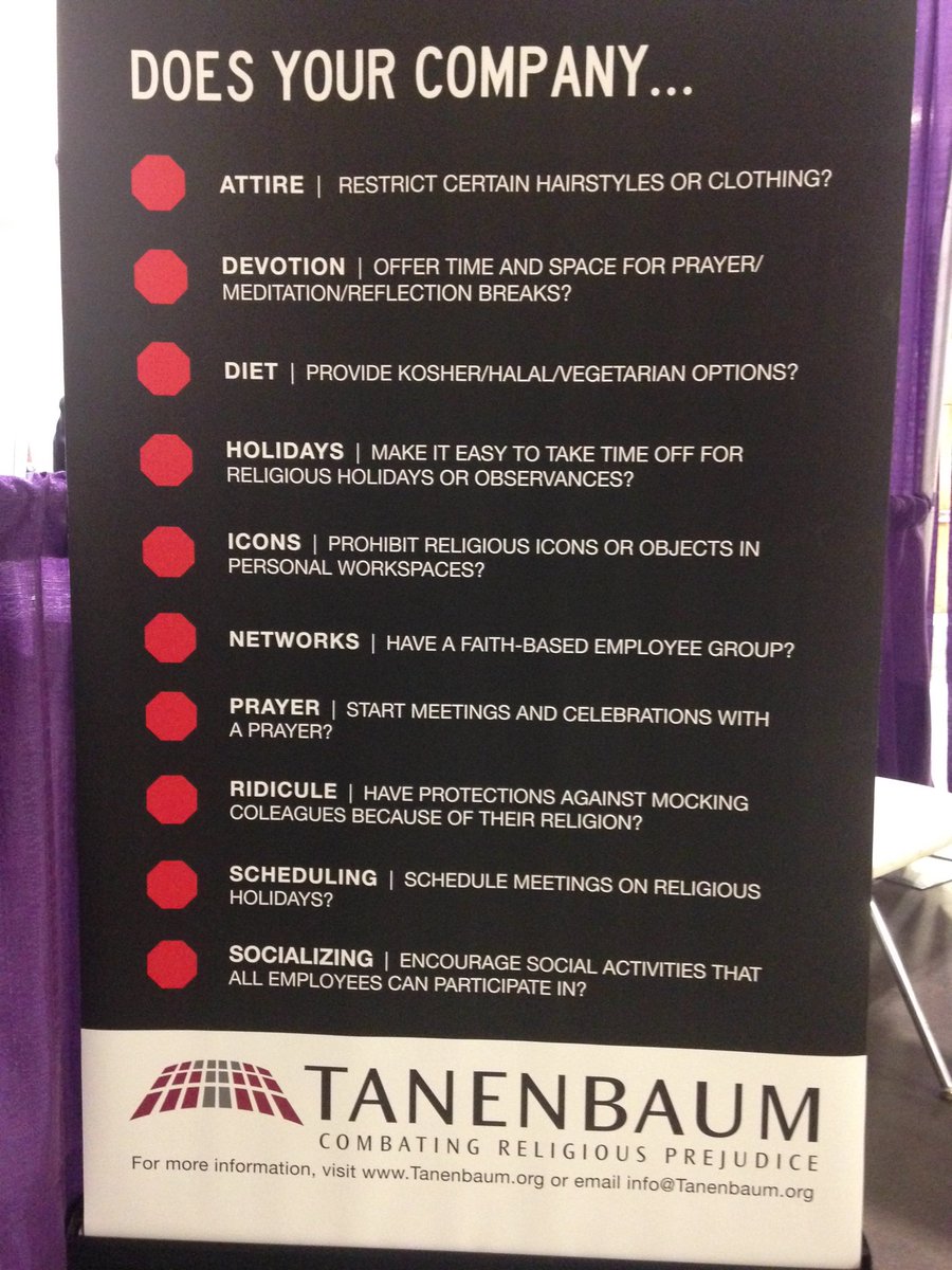 TanenbaumCenter's tweet photo. #ReligionAtWork #workplaceforum2016 10 Bias Danger Signs https://t.co/ftJdOk1HBX