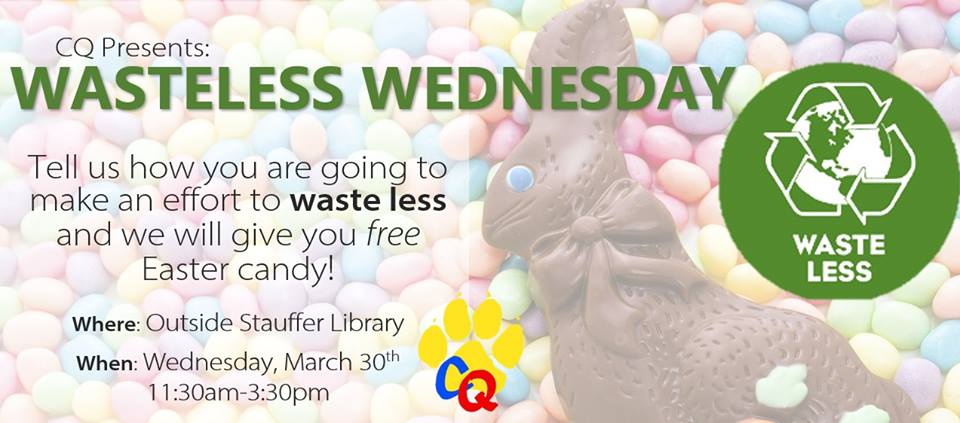 ConservationQ's tweet image. See you outside of #StaufferLibrary today! Tell us how YOU will waste less! We will be there from 11:30-3:30 :)