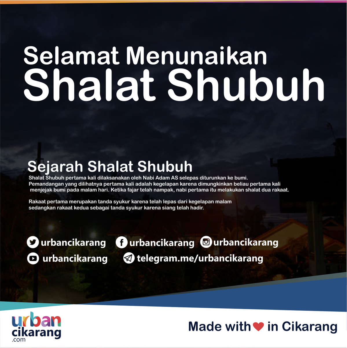 urbancikarang's tweet photo. Waktu shalat Shubuh untuk Cikarang dan sekitarnya. https://t.co/p2buAvZnav