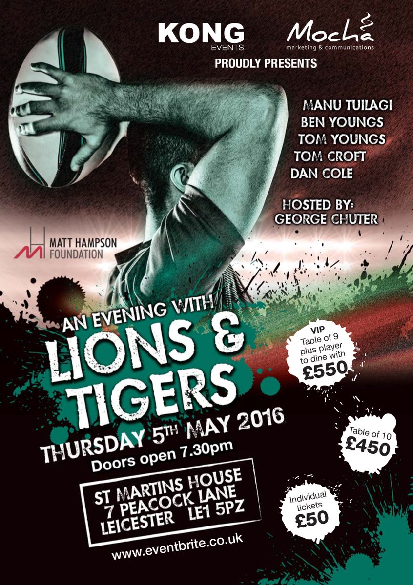 KongEvents's tweet image. We are collaborating with @Mocha_Marketing to bring Leic An Evening with Lions &amp;amp; Tigers!
kkongevents.co.uk/events/