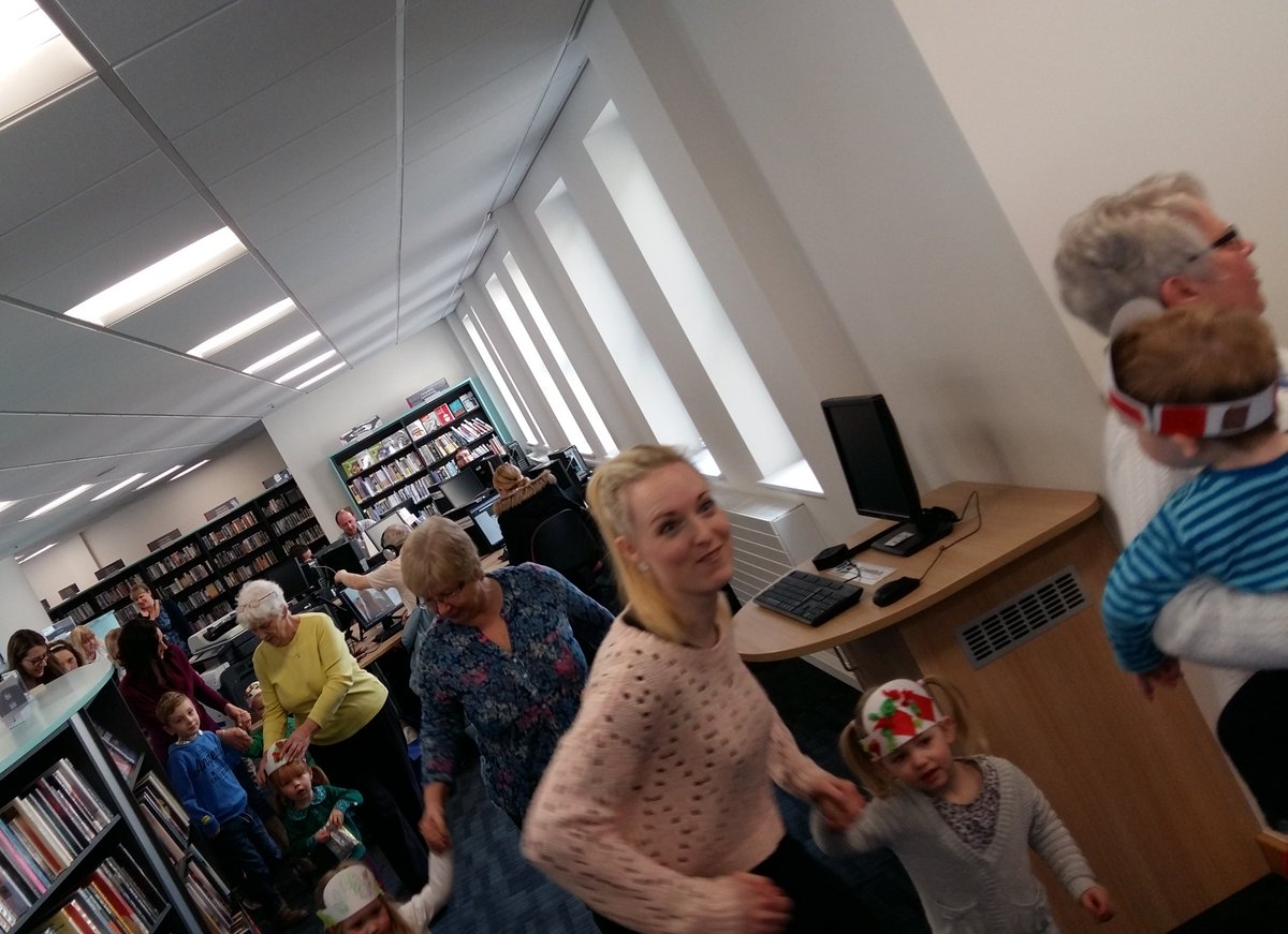 CaerphillyLib's tweet photo. Photos from our #WiggleWalk around the library this morning!#lovelibraries #easterholidays #theveryhungrycaterpillar https://t.co/uMudpQlAnn