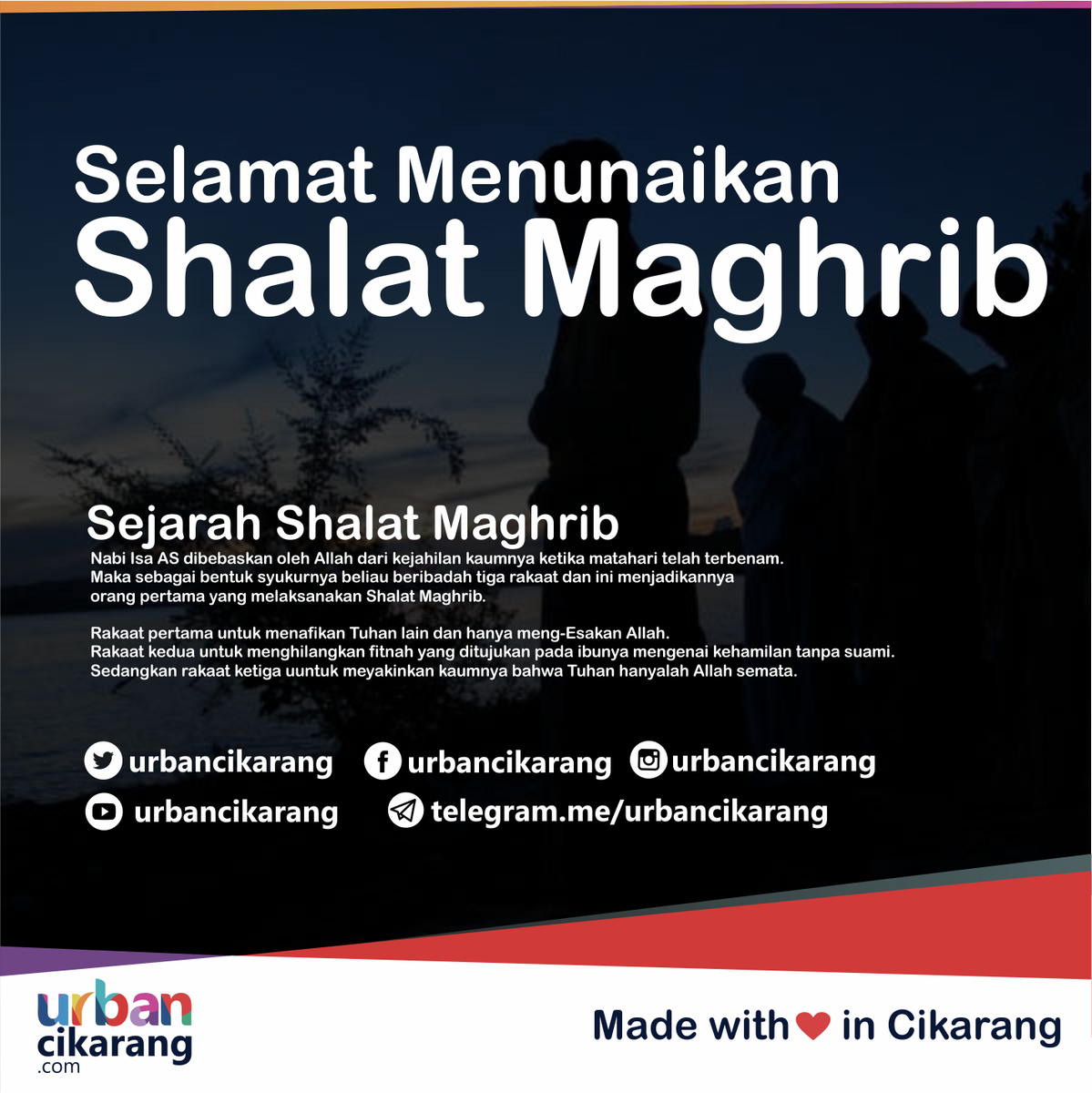 urbancikarang's tweet photo. Waktu shalat Maghrib untuk Cikarang dan sekitarnya. https://t.co/jydsUwcEn1