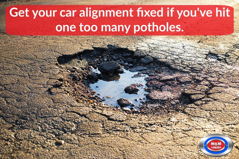 MM_AutoService's tweet image. Get your car's suspension and alignment checked in case you've hit one too many pot holes.