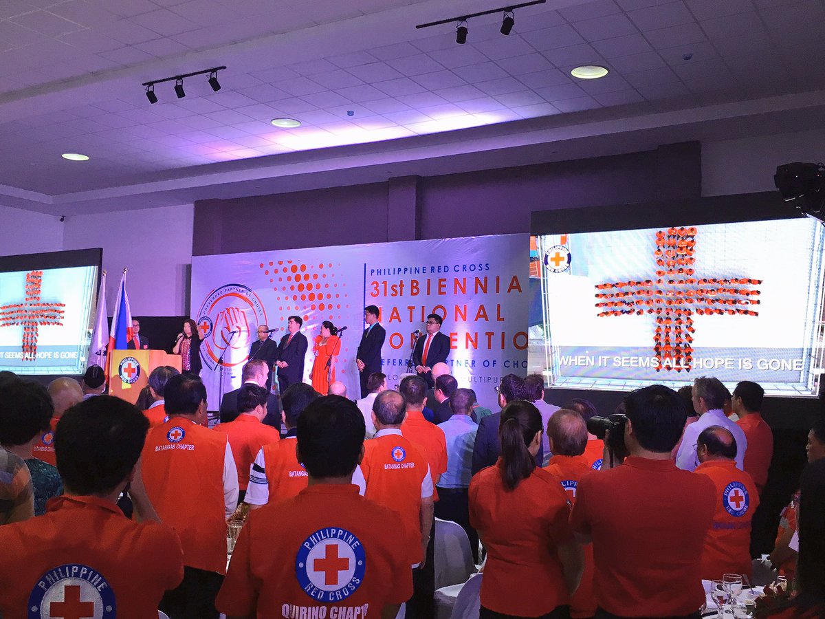 MJEvalarosa's tweet photo. ATM: @philredcross Hymn by Ms. Pinky Marquez #PRCPartnerofChoice #PRC69 https://t.co/V9aFQQ89bC