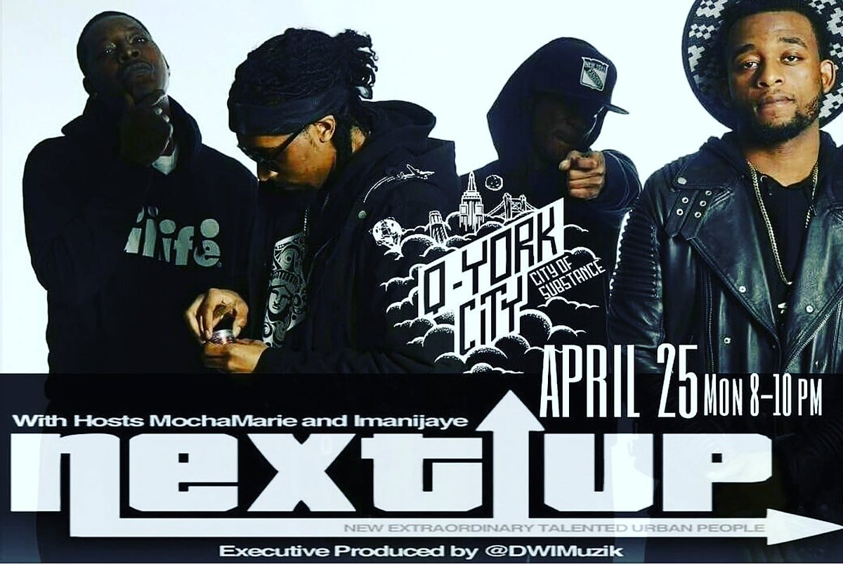 QYCMG's tweet photo. Tune in April 25th #QYORKCITY will be on #NEXTUPRADIO @FreakyKah_QYC @134poet @WilliamRevenue #QYORKCITYTAKEOVER 🗽 https://t.co/ON3rQWce6l