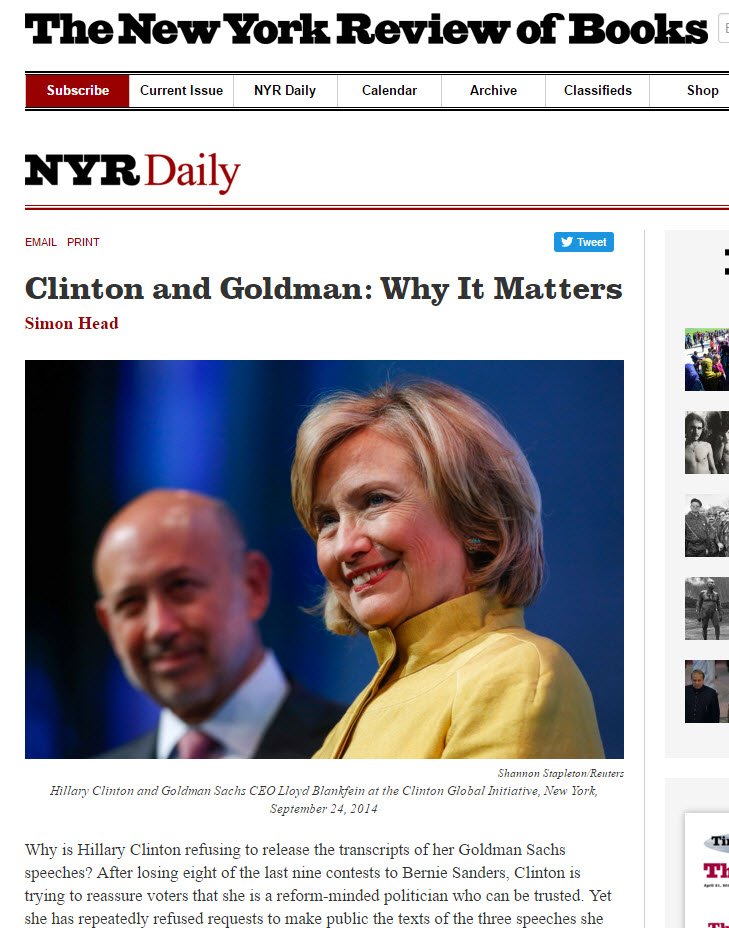 long-­running ties with Goldman have paid off for #TheClintons <a href="/BernieSanders/">Bernie Sanders</a> <a href="/TheDemocrats/">Democrats</a> nybooks.com/daily/2016/04/…