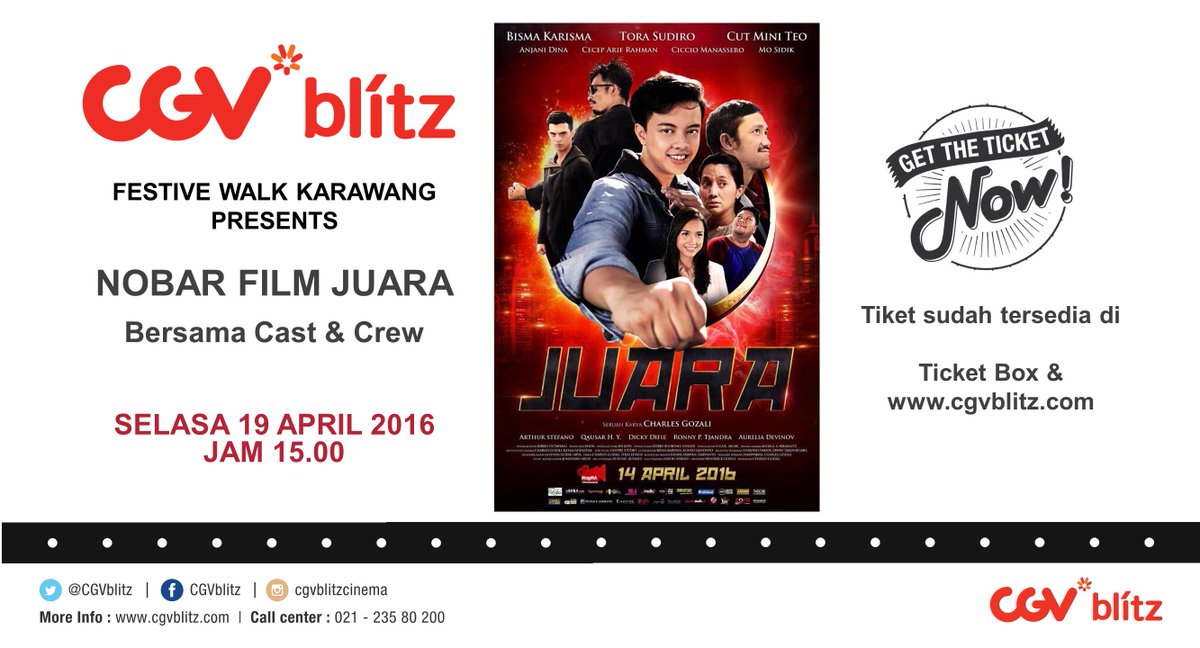 CGV_ID's tweet photo. Alright, tadi kami sudah info beberapa lokasi CGV blitz untuk nobar @juarathemovie bareng cast &amp; crew. Be there! https://t.co/ryRO0qTE38