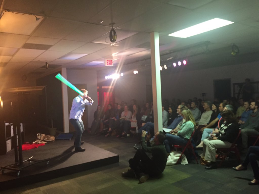 redjacketwest's tweet photo. Showing off his #lightsaber skills! @johnbates #redtalk https://t.co/r8g8rDD1br