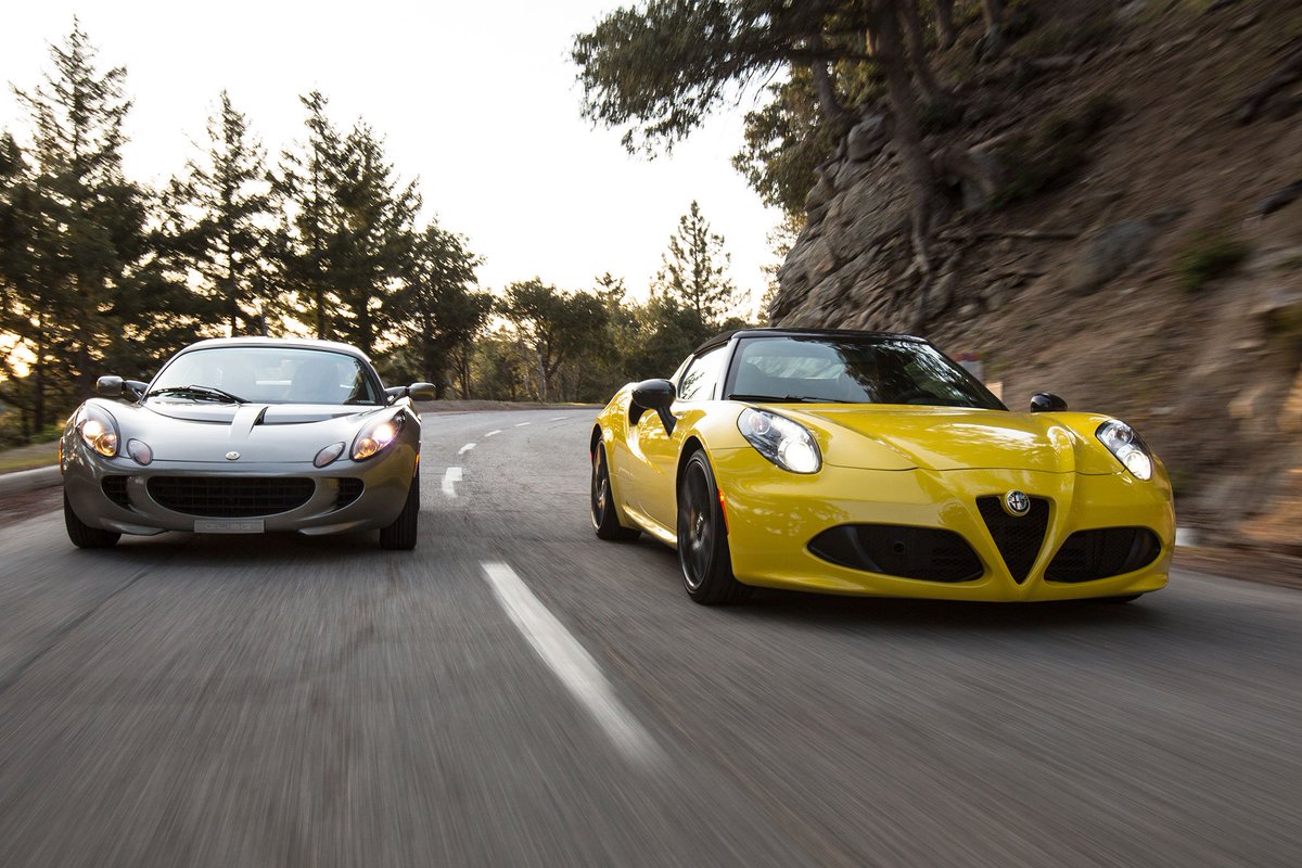 automobilemag's tweet photo. Is the #AlfaRomeo 4C Spider better than the #LotusElise? Find out: https://t.co/I9rLQtkkHM https://t.co/jxhOSCbD9u