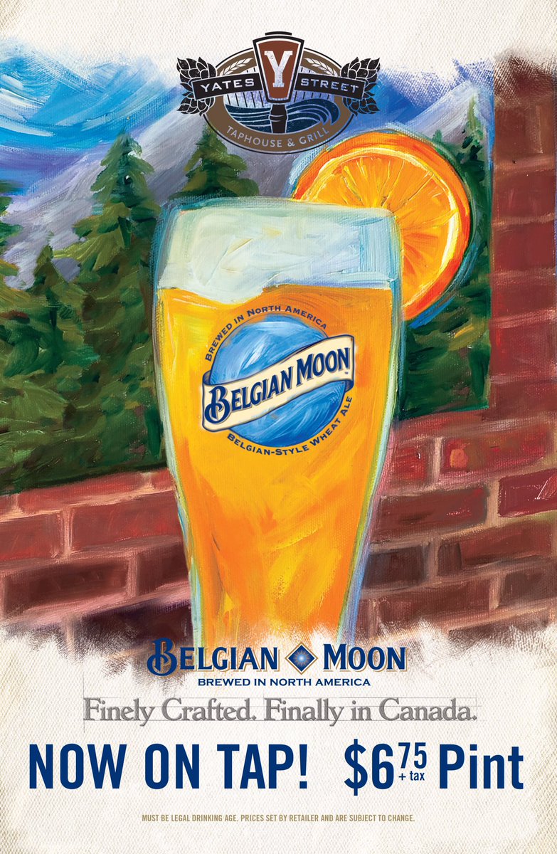 Bdob's tweet photo. Join us @YatesStTaphouse this Friday from 5-7pm to launch @BelgianMoon #wheatale #yyj #beer https://t.co/3DJjOXj3Oz