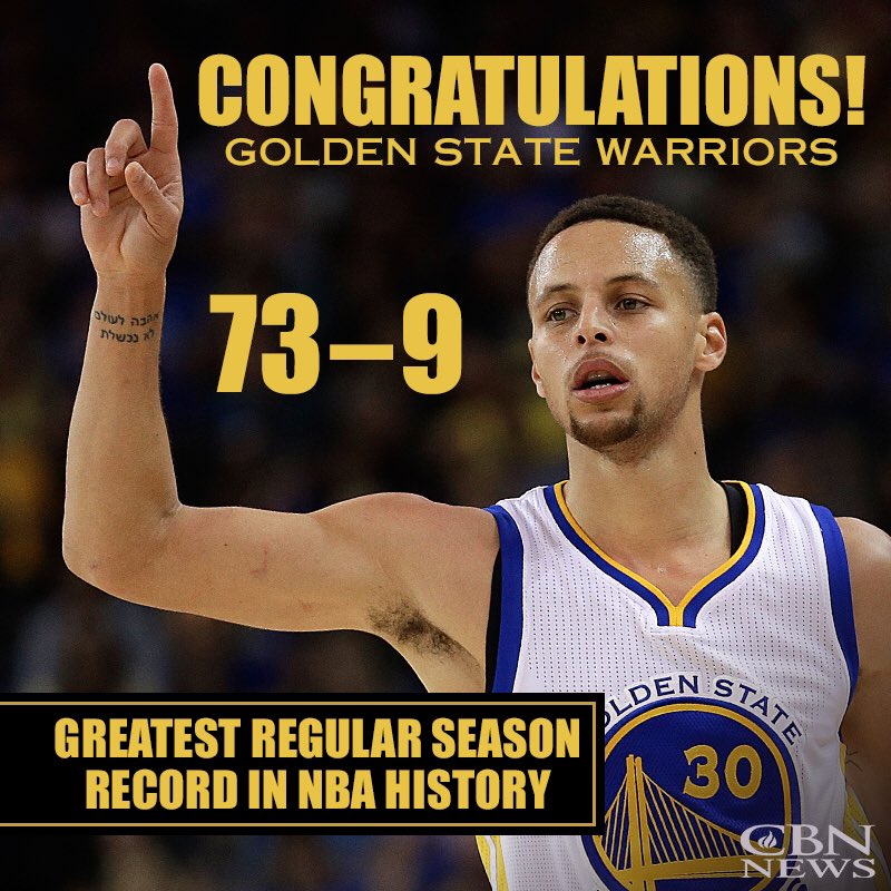 CBNSports's tweet photo. Congratulations to @StephenCurry30 and the @warriors!  #Warriors #Chasing73 #History #MambaDay https://t.co/FAlw0jGBgF