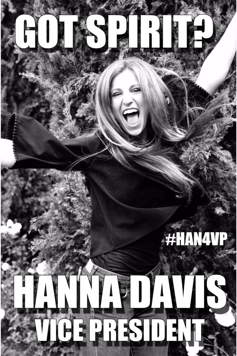 hanna__davis's tweet photo. VOTE HANNA DAVIS FOR ASB VICE PRESIDENT #han4vp https://t.co/zWdWP9ktX9