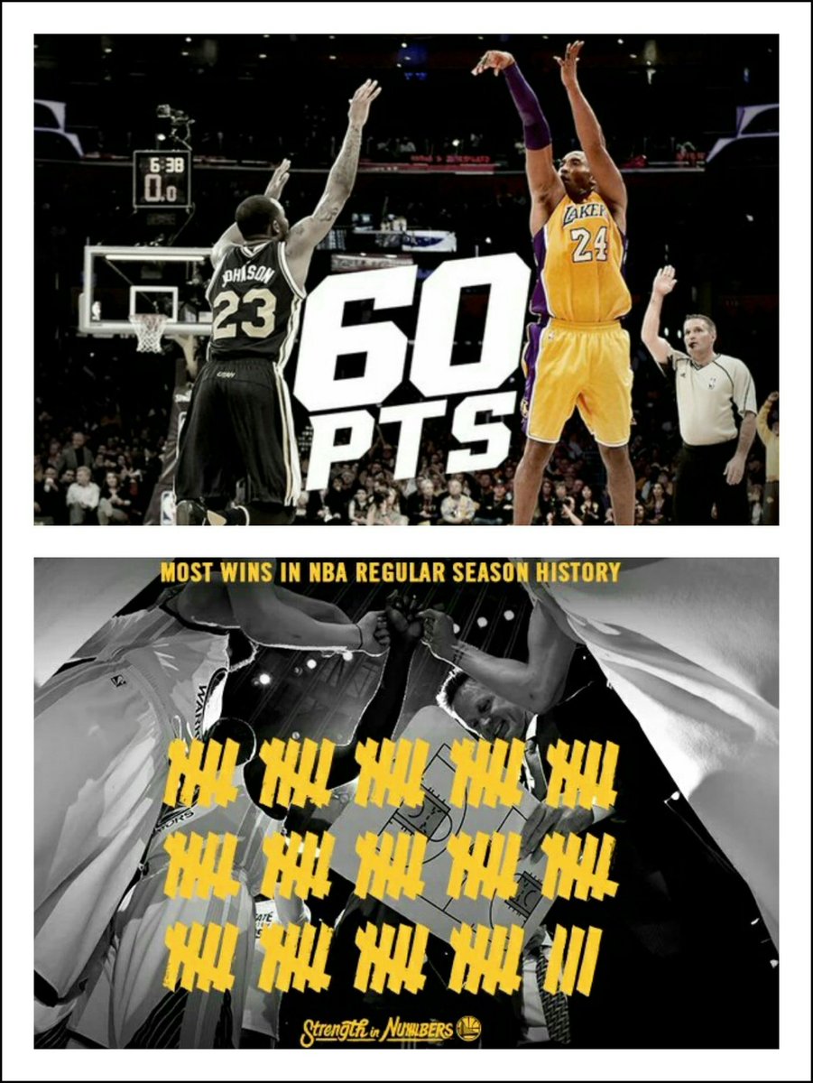 ItsJosemar's tweet photo. Farewell to a legend, as history was made #kobe #MambaDay #Warriors #73 https://t.co/RSt2DAvo4o