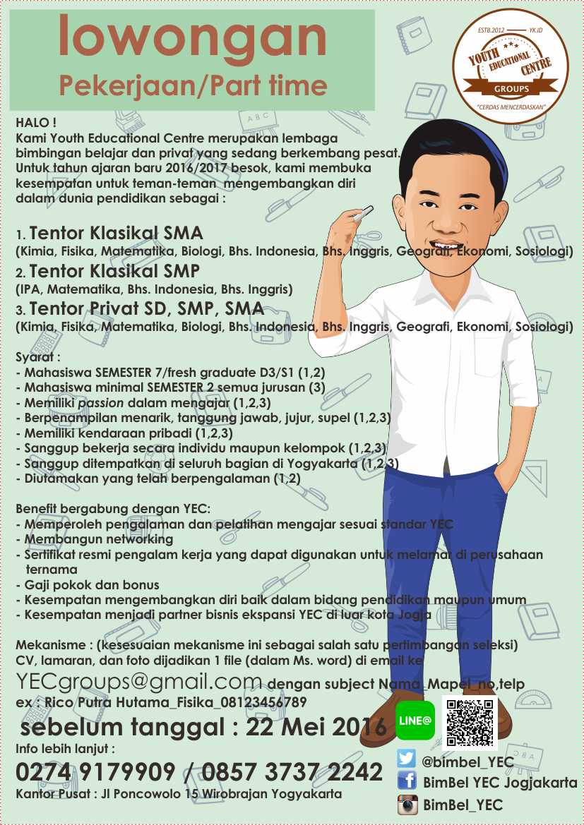 <a href="/AMSAugm/">AMSA-UGM</a> hai, kami dari YEC Groups ada info lowongan pekerjaan sbg pengajar, silakan di share. semoga bermanfaat