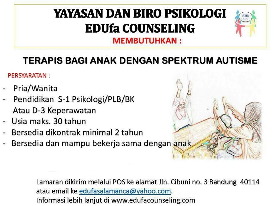 Lowongan terapis bagi anak dengan ASD <a href="/LokerBandung/">Info Kerja Bandung</a> #lokerbandung