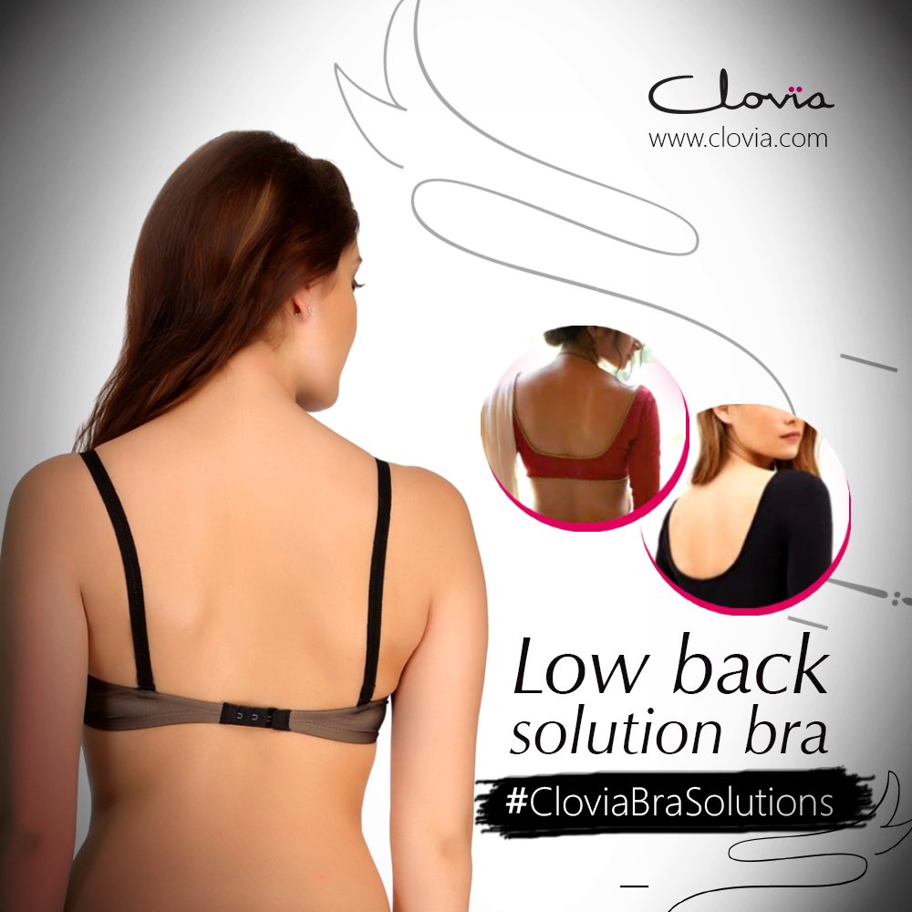 Clovia on X: Thin one-hook closure back band bra ideal for low backs.  #CloviaBraSolution #underfashion    / X
