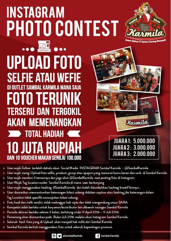 SambalKarmila's tweet photo. Cuma UPLOAD PHOTO bisa dapet total HADIAH 10 JUTA? Adanya cuma di @SambalKarmila lho!! Cek pict » https://t.co/hhit1pyHfj