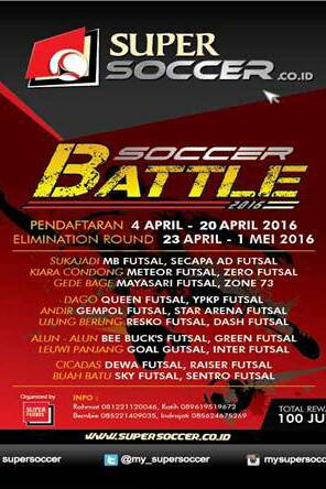 Hai semua!! Pendaftaran Turnamen Soccer Battle masih bisa loh!! ayo buruan daftarkan team terbaik kalian!!
