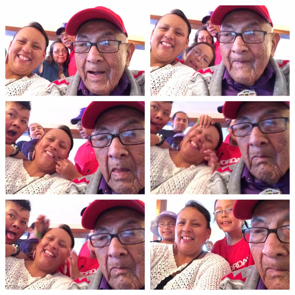 RamonaCrow's tweet photo. Dr. Joe Medicine Crow, 1913-2016, picture with some of the family. My sister, my folks, my nephew and niece and me. https://t.co/elLVlL4QfV