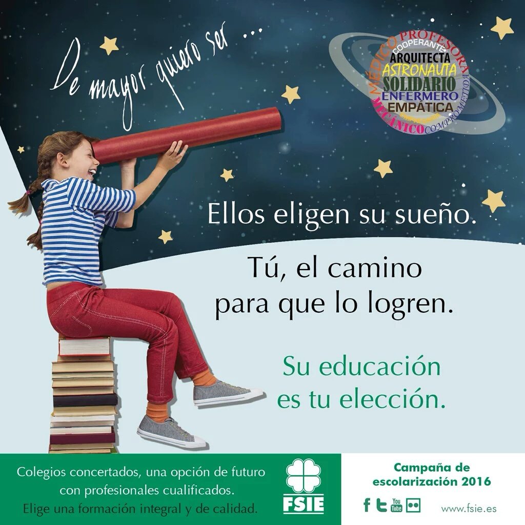 Carlosfsie's tweet image. #escolarización2016 "Ellos eligen su sueño, tú el camino para que lo logren"
Hasta el 15 de abril.