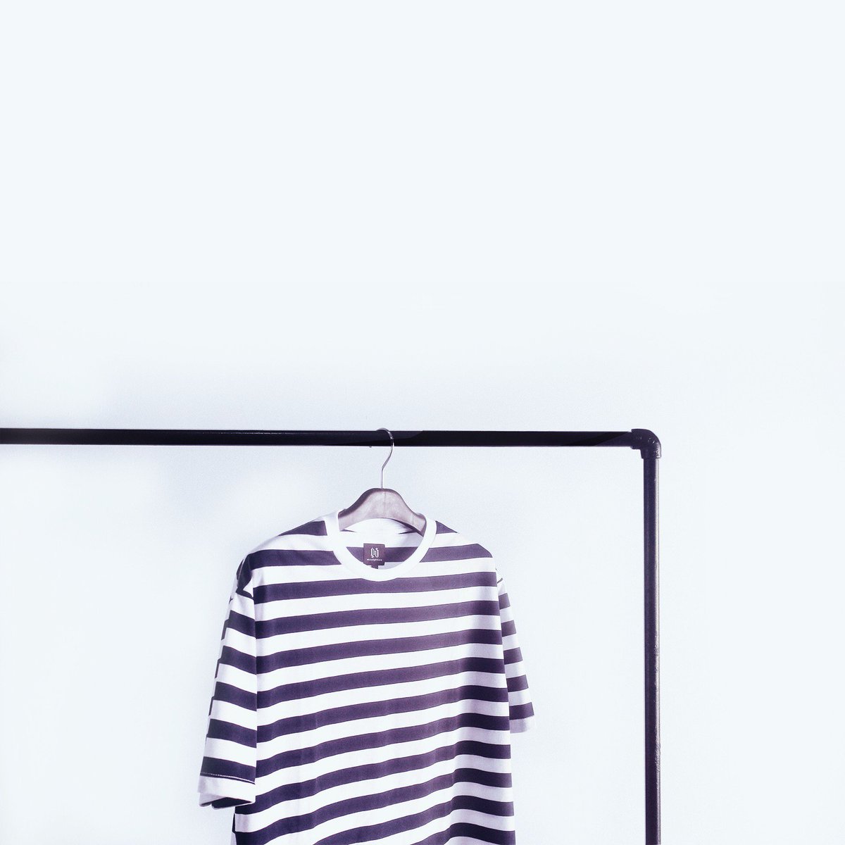 "Lyne"
White short sleeve cotton with navy blue polyester stripe accents. Shop here -> goo.gl/UYOFoc
