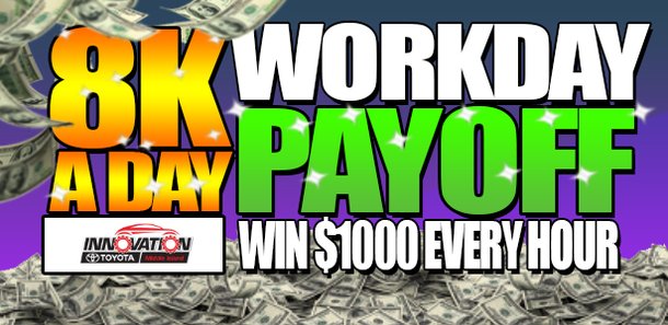 1061BLI's tweet photo. What would you do if we handed you $1000? #Workdaypayoff. https://t.co/nkVcyUagVD @DJTYLERB https://t.co/FzAZrZSXeV