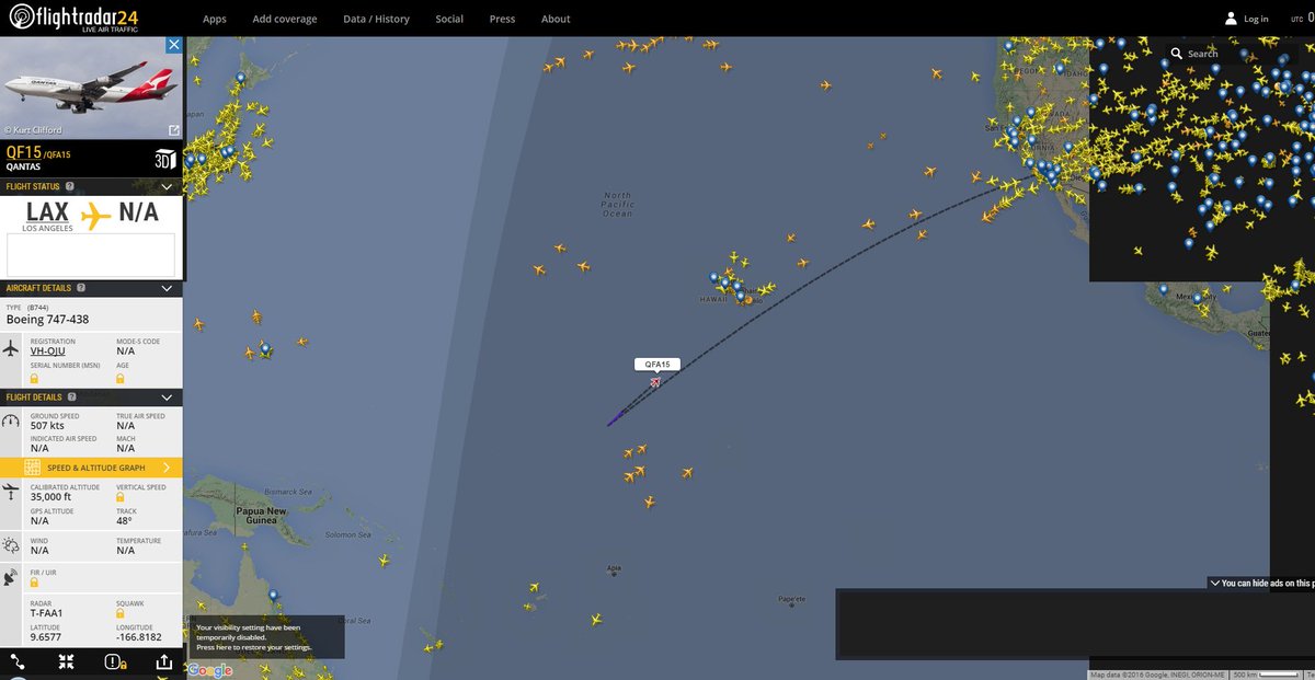 aruegg's tweet photo. @flightradar24 #QF15 is turning around? https://t.co/7xeKxZkEYG