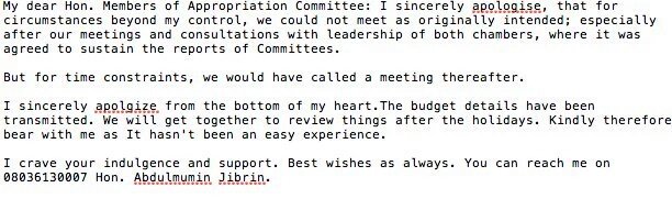 ogundamisi's tweet photo. .@AbdulAbmJ actually adjusted and sent #Budget2016 details without members being able to review same.  #Patriot https://t.co/0fIZNZn4FS