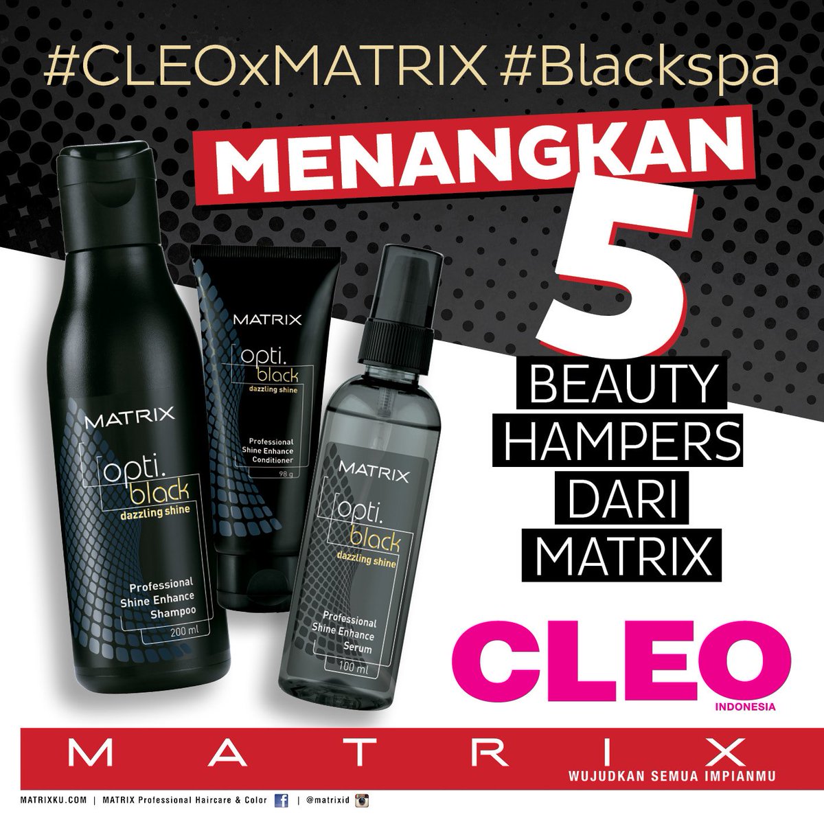 cleo_ind's tweet photo. Miliki paket dari #CLEOxMatrix #Blackspa gratis. Caranya cek di instagram CLEO https://t.co/tQY8jvlIzr